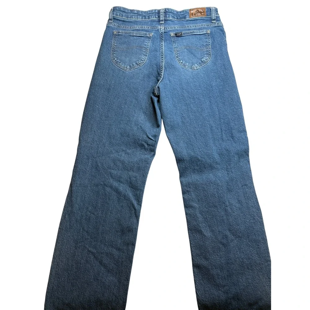 Lee Mens Straight Leg Distressed Medium Wash Blue‎ Denim Jeans 31x27.5